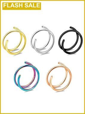 20G Double Nose Ring Hoop Stainless Steel Body Piercing Jewelry for Women